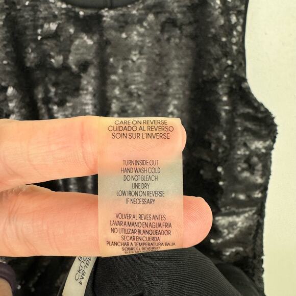 Calvin Klein | Black Sequin Sleeveless Knee Length Sheath Cocktail Dress - Picture 11 of 11